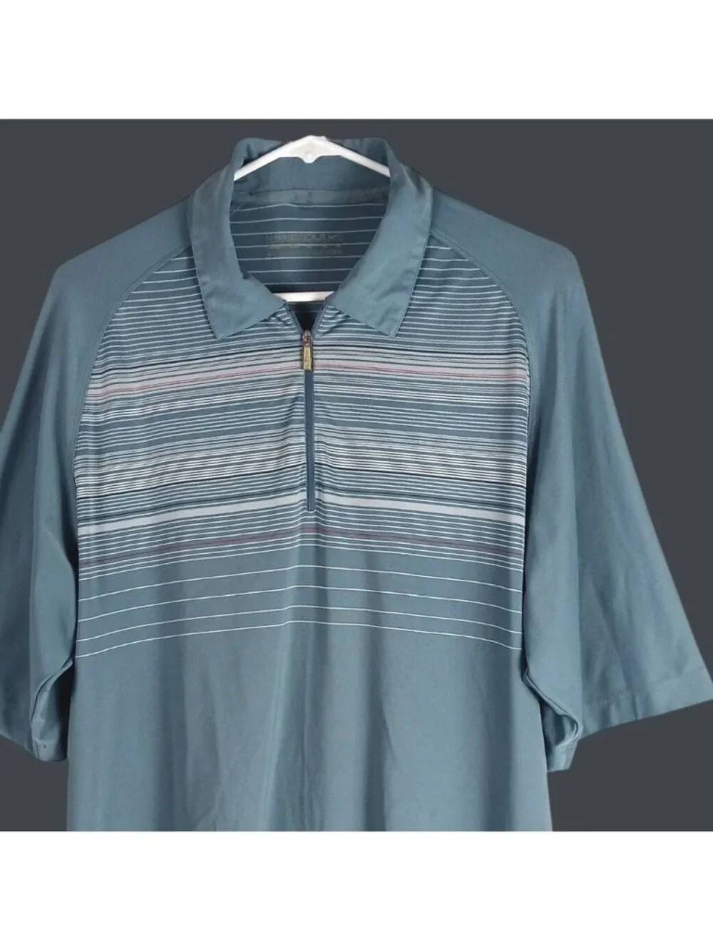 Nike Golf Striped Quarter Zip Performance Polo Shirt Mens M Blue Tennis Sporty